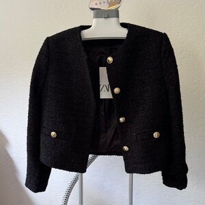 Zara Black Blazer with Gold Buttons
